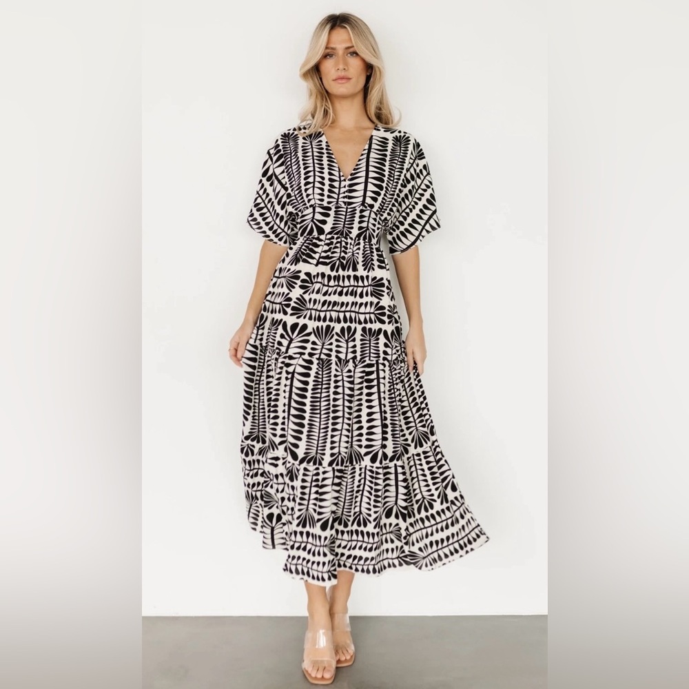 Baltic Born Austin Black and Cream Kimono Maxi Dress size Medium